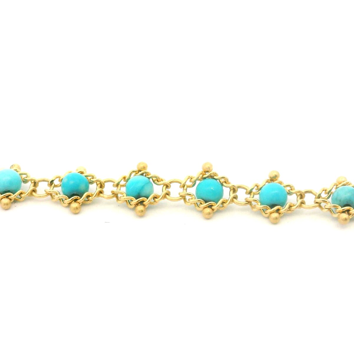 Yellow Gold and Turquoise Textile Necklace