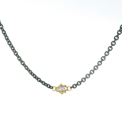 Oxidized Sterling Silvewr and Tanzanite Necklace