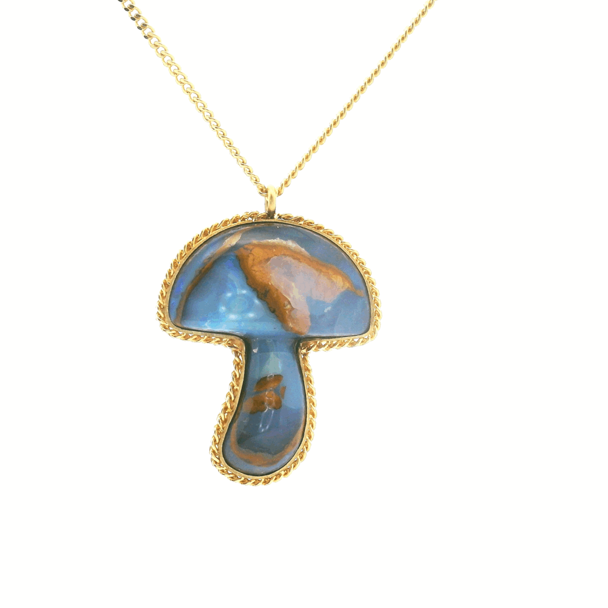 Boulder Opal Mushroom Pendant