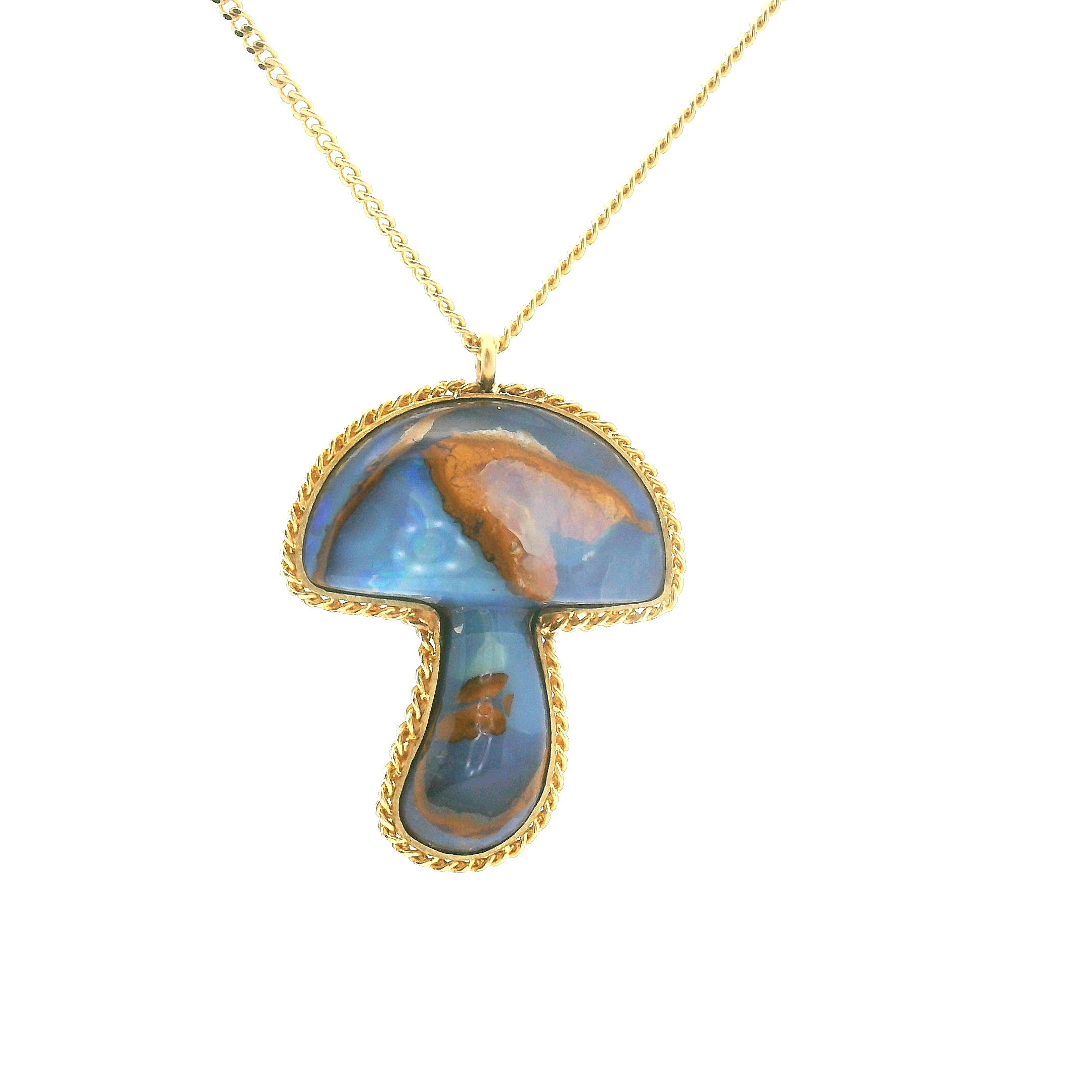 Boulder Opal Mushroom Pendant
