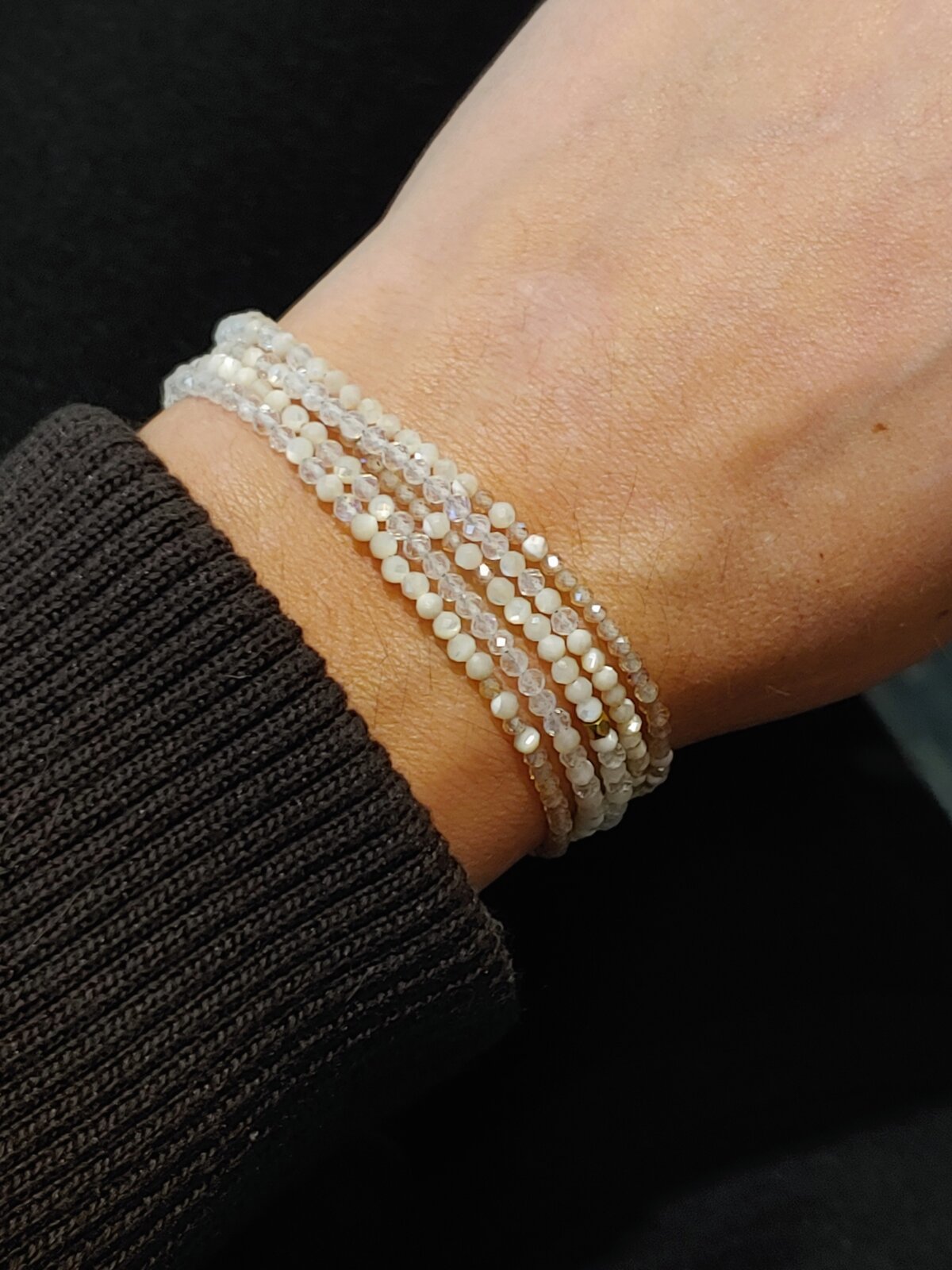 Sand Tone Ombre Faceted Bead Wrap