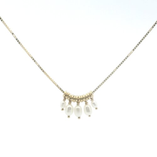 Five Little Rice Pearl Luna Necklace