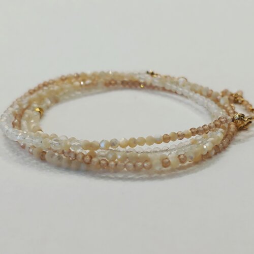 Sand Tone Ombre Faceted Bead Wrap