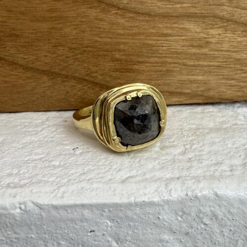 Gold Tiered Bezel Brown Diamond Ring
