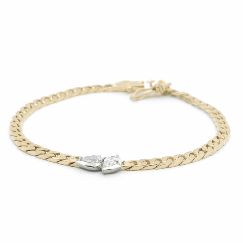 Yellow Gold, Platinum and Diamond Posey Curb Bracelet