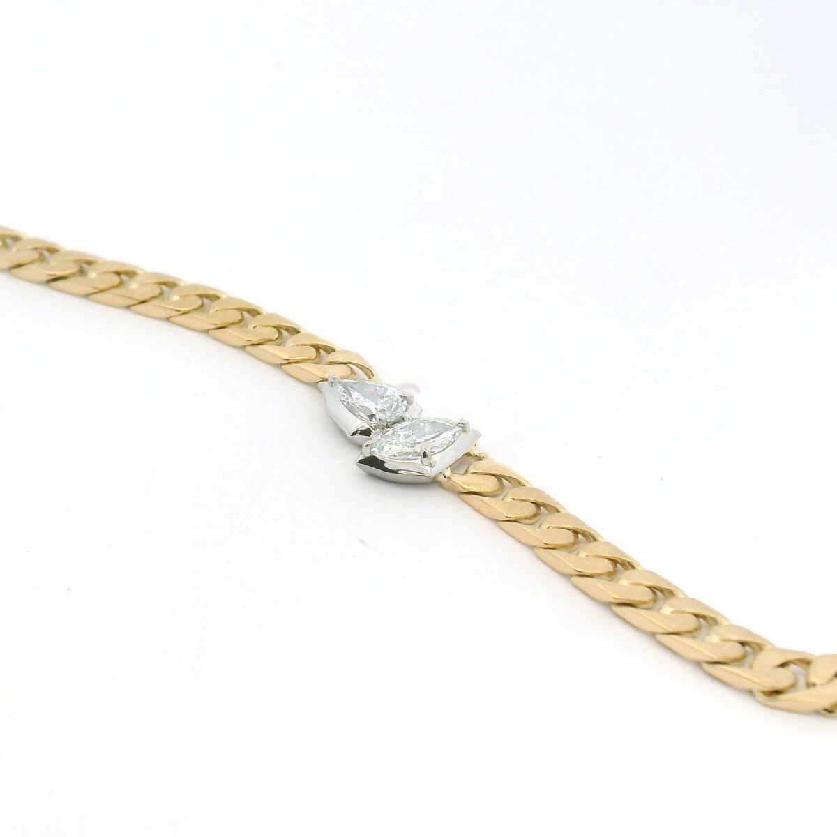 Yellow Gold, Platinum and Diamond Posey Curb Bracelet