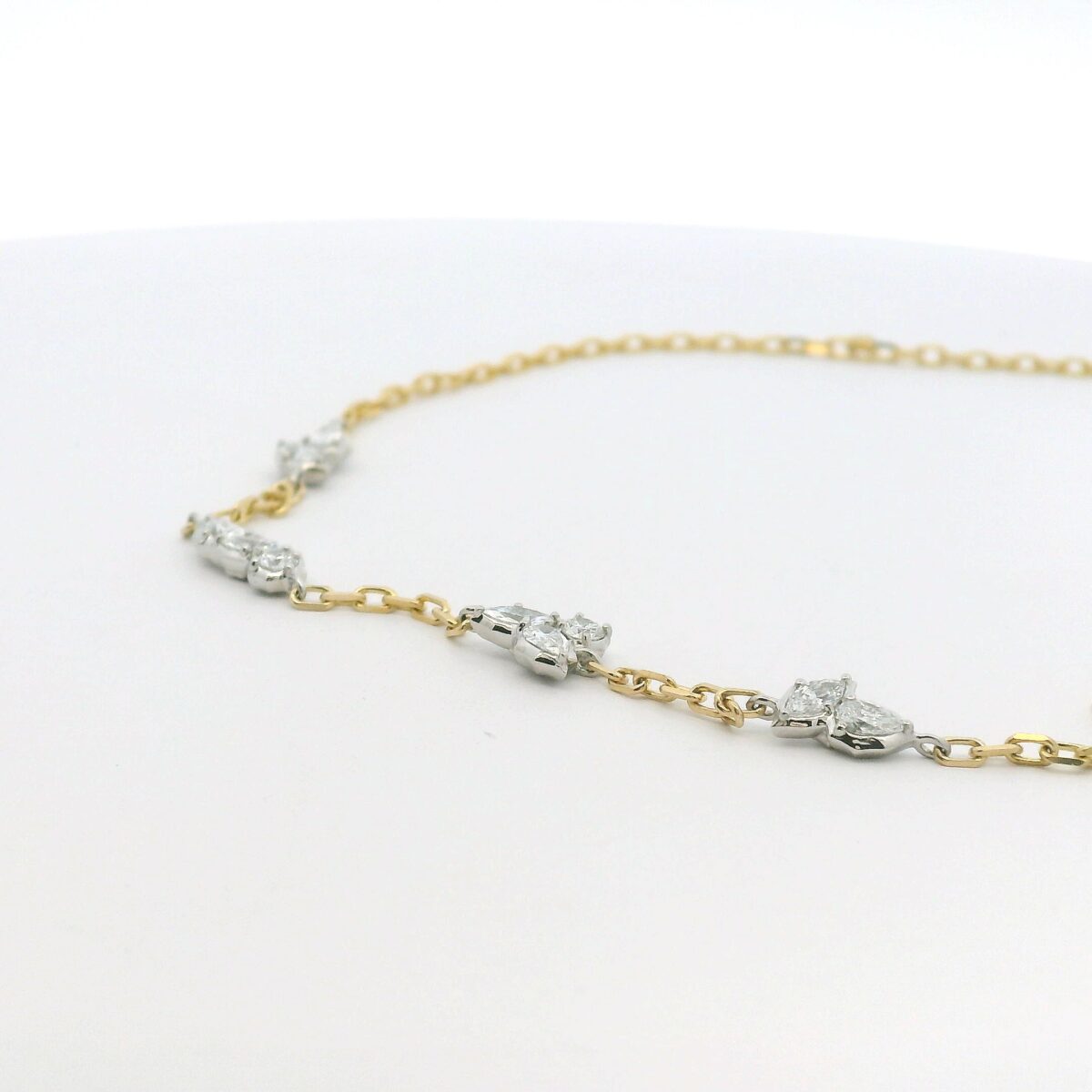 Yellow Gold, Platinum and Diamond Posey Necklace