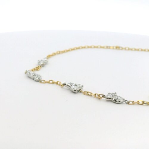 Yellow Gold, Platinum and Diamond Posey Necklace