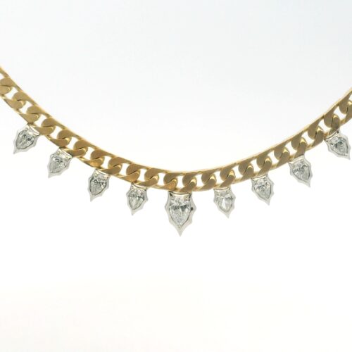 Yellow Gold, Platinum and Diamond Envoy Curb Necklace