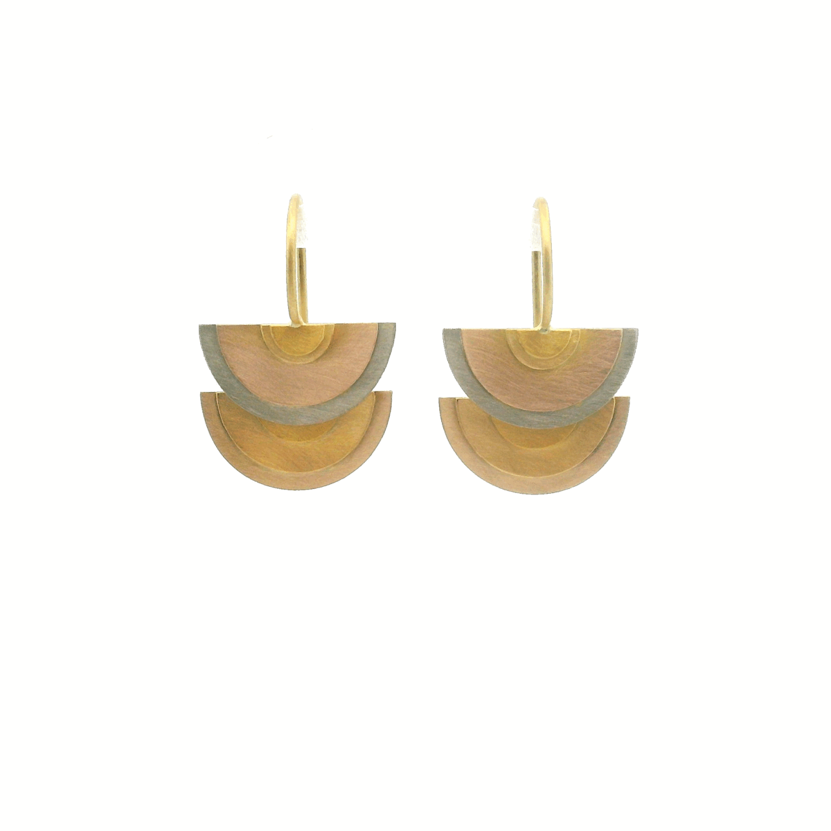 Gold and Platinum Sun Halo Earrings
