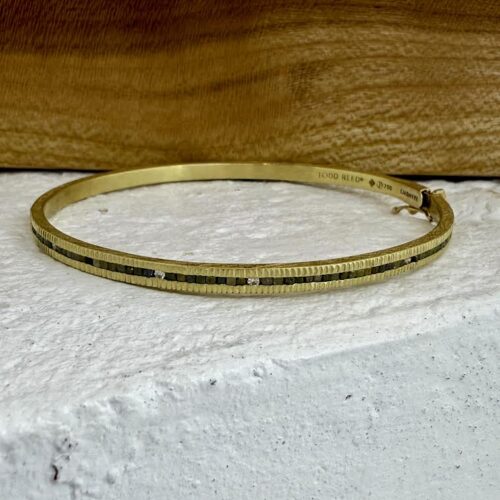 Gold and Raw Cube and Round Brilliant Diamond Cuff