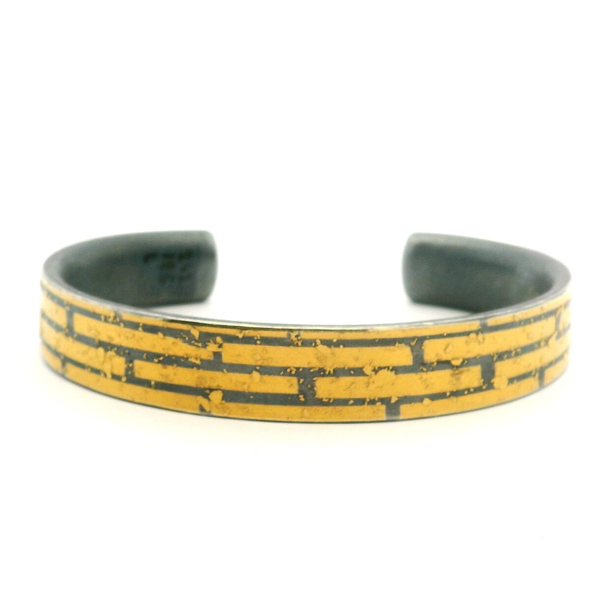 Yellow Gold Oxidized Sterling Unisex Cuff