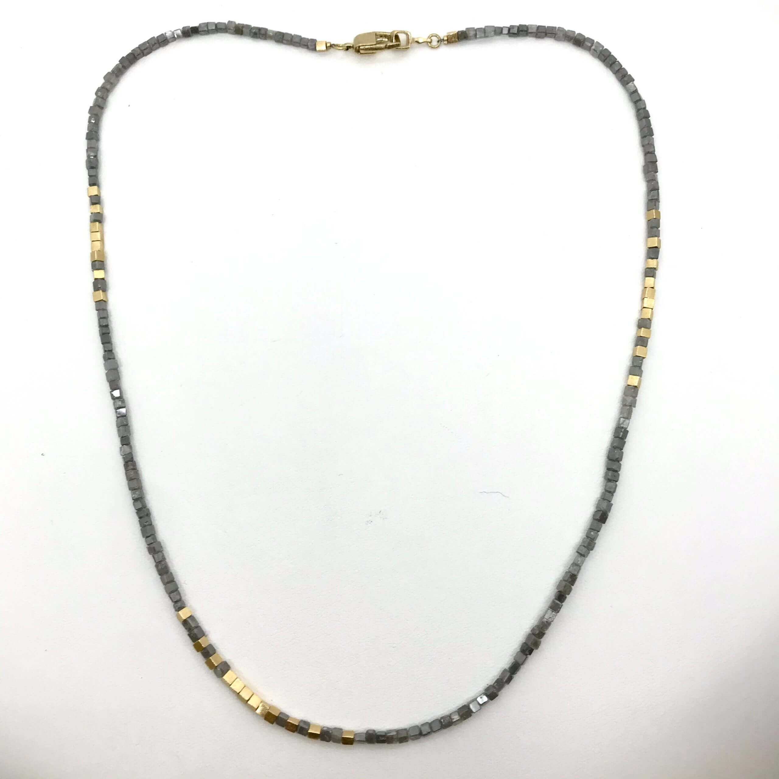 Yellow Gold and Gray Cube Diamond Strand
