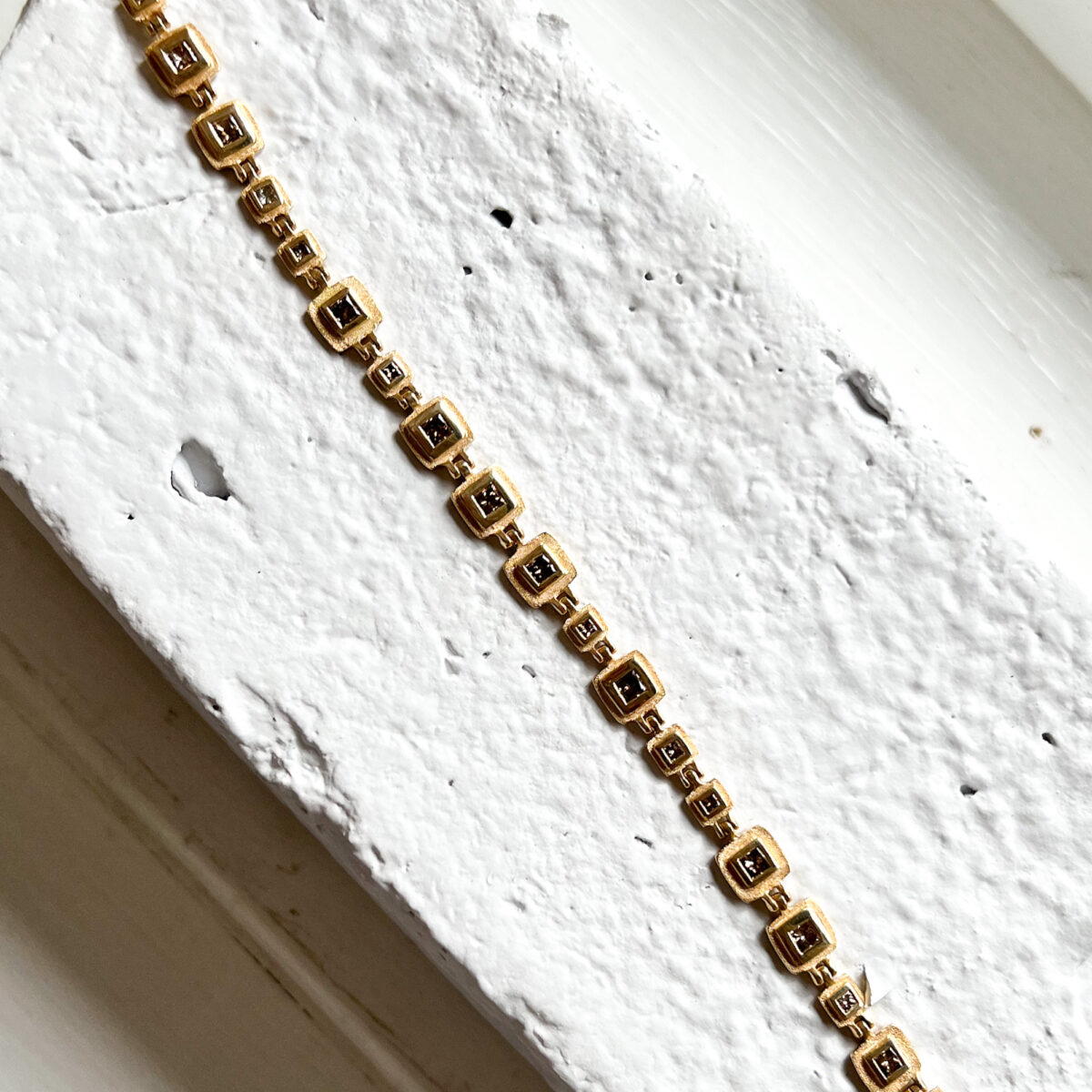 Yellow Gold Diamond Cube Bracelet
