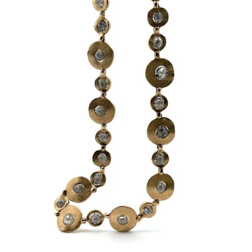 18 karat Yellow Gold and Gray Diamond Necklace