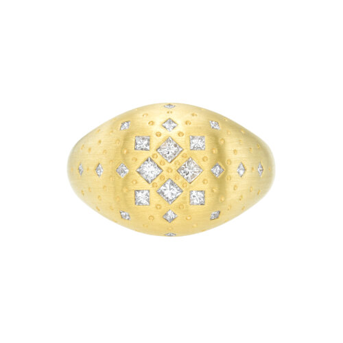 Yellow Gold and Diamond Signet Ring