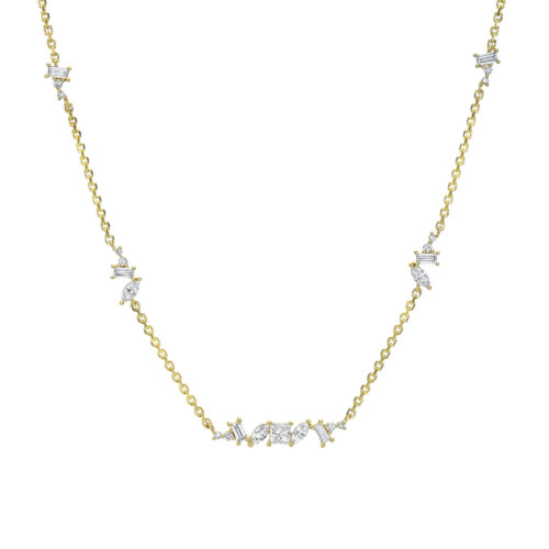 Yellow Gold and Diamond Station Necklace
