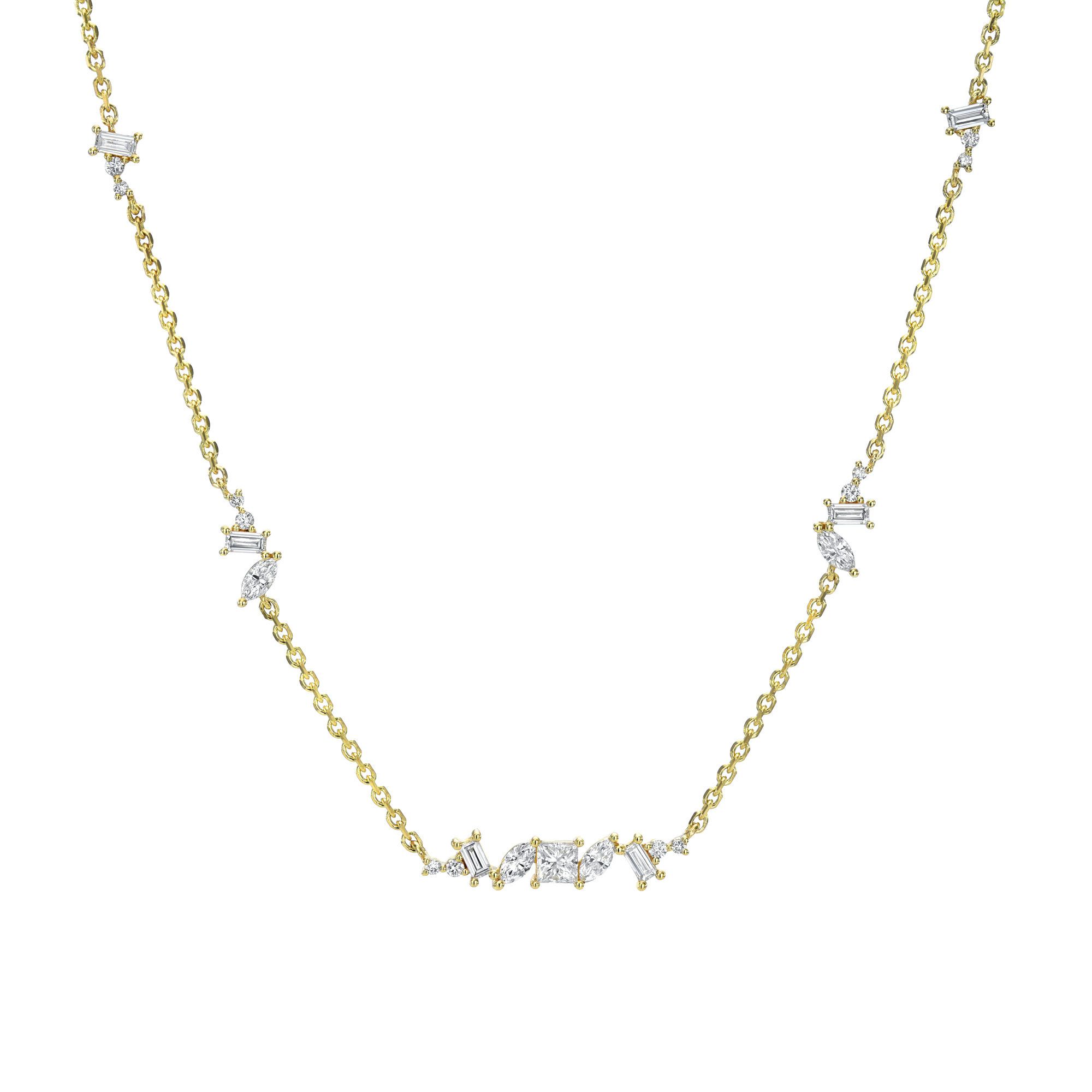 Yellow Gold and Diamond Station Necklace