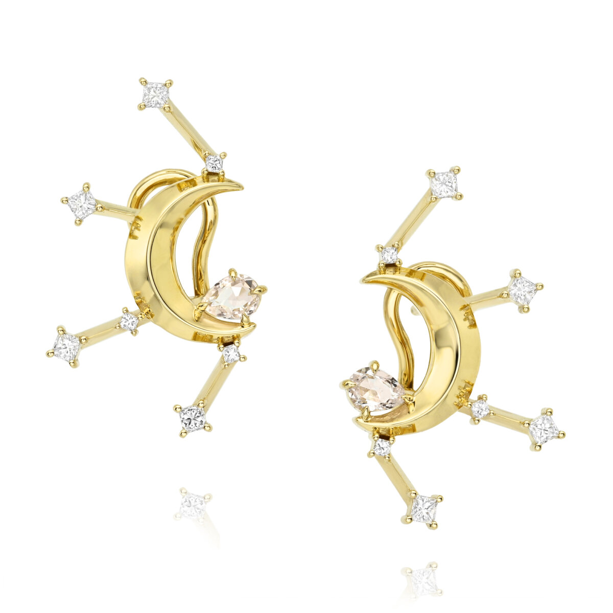 Diamond and White Sapphire Stud Earrings