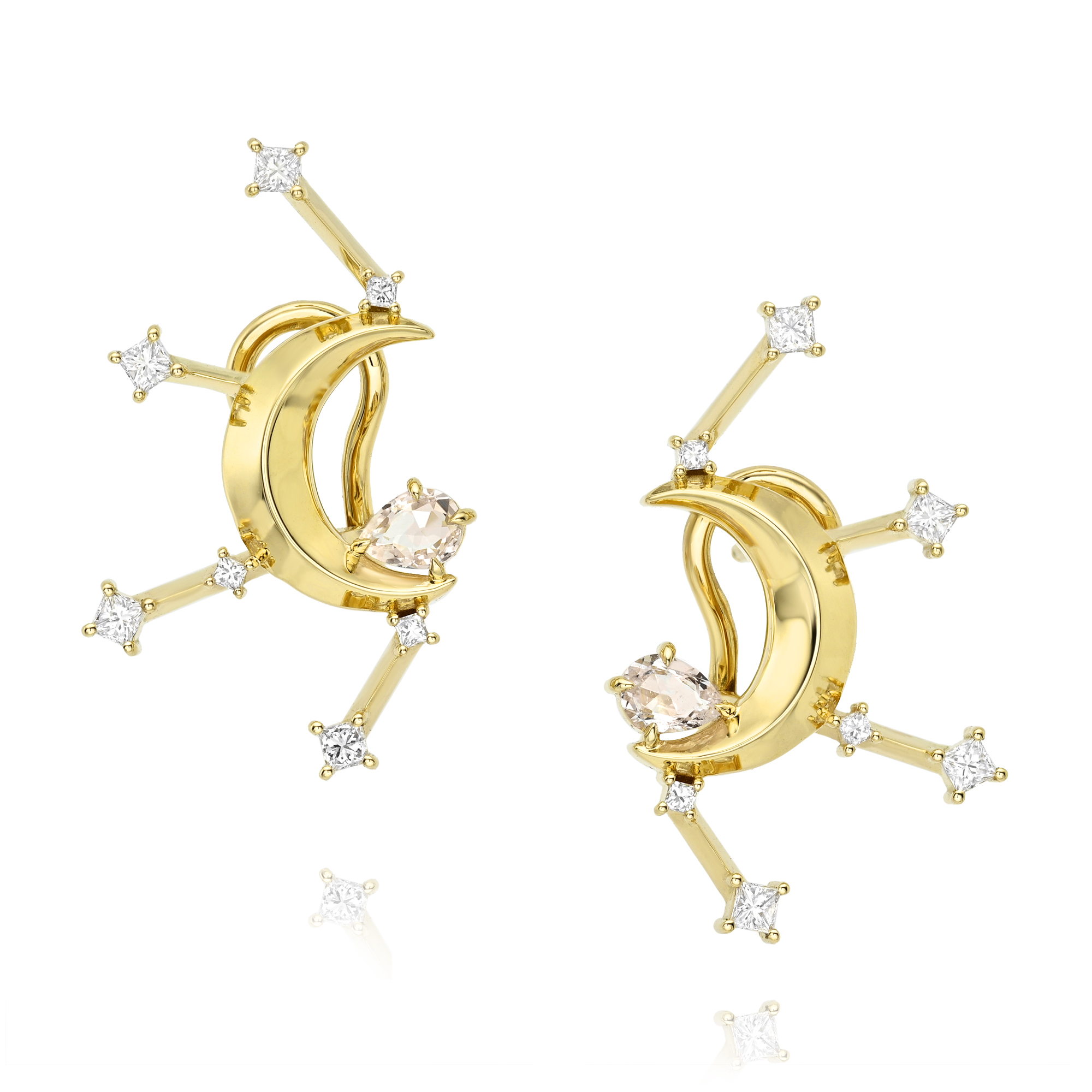 Diamond and White Sapphire Stud Earrings