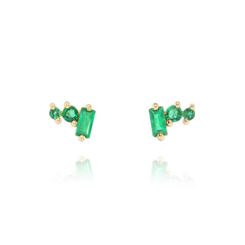 Yellow Gold and Emerals Studs