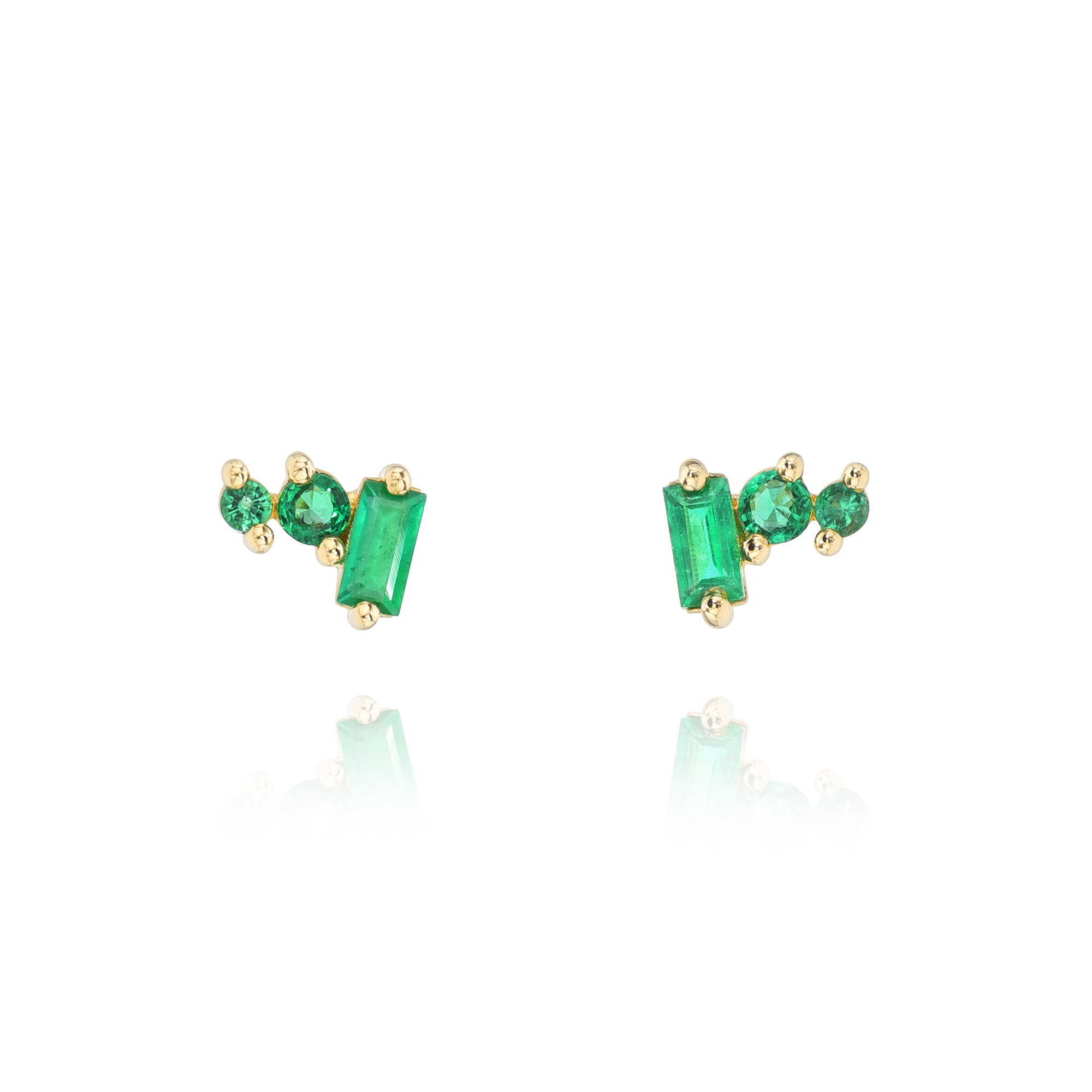Yellow Gold and Emerals Studs