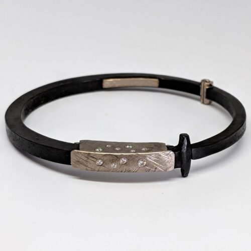 Palladium Collar Nail Bracelet with Diamonds