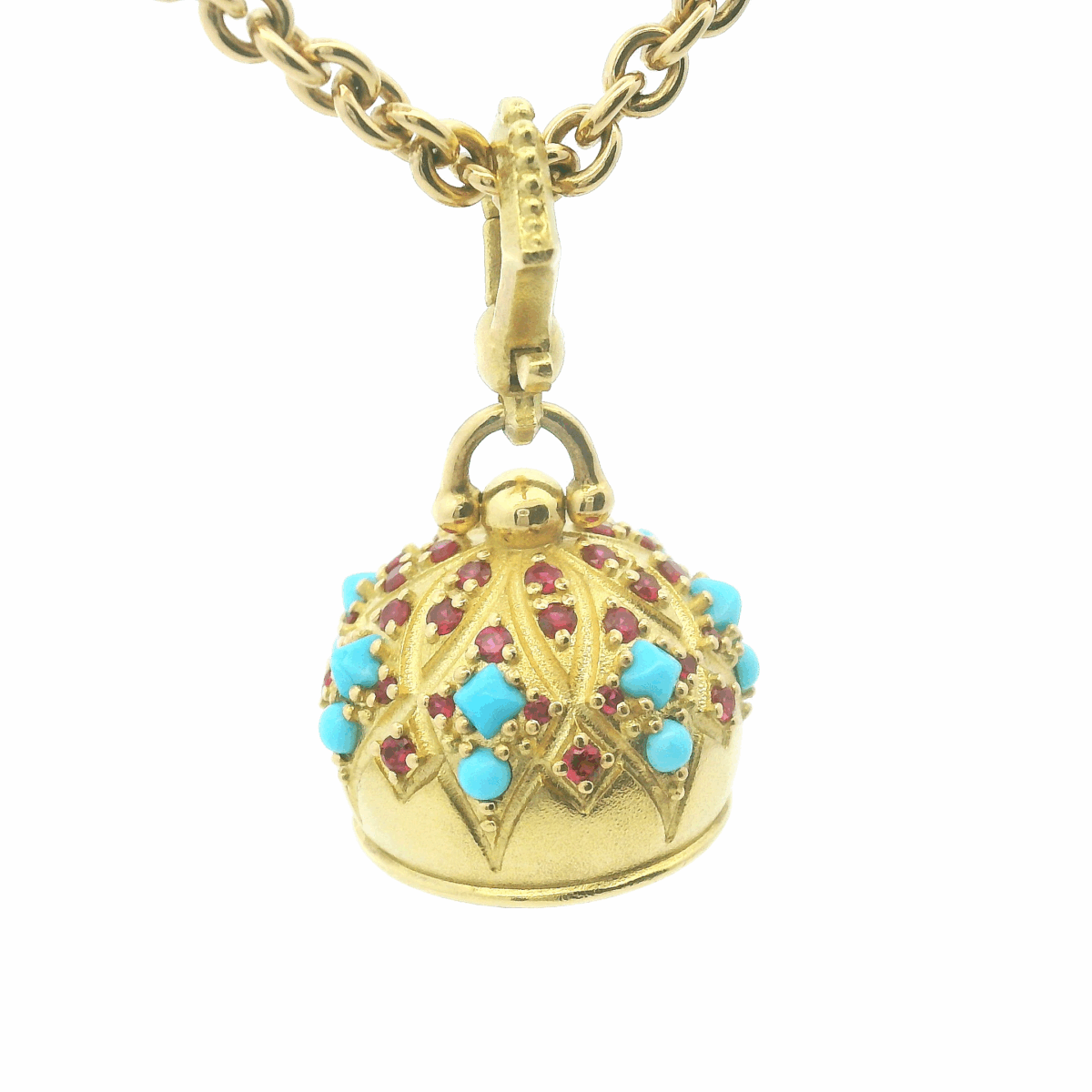 Yellow Gold Ruby Turquoise Meditation Bell #4