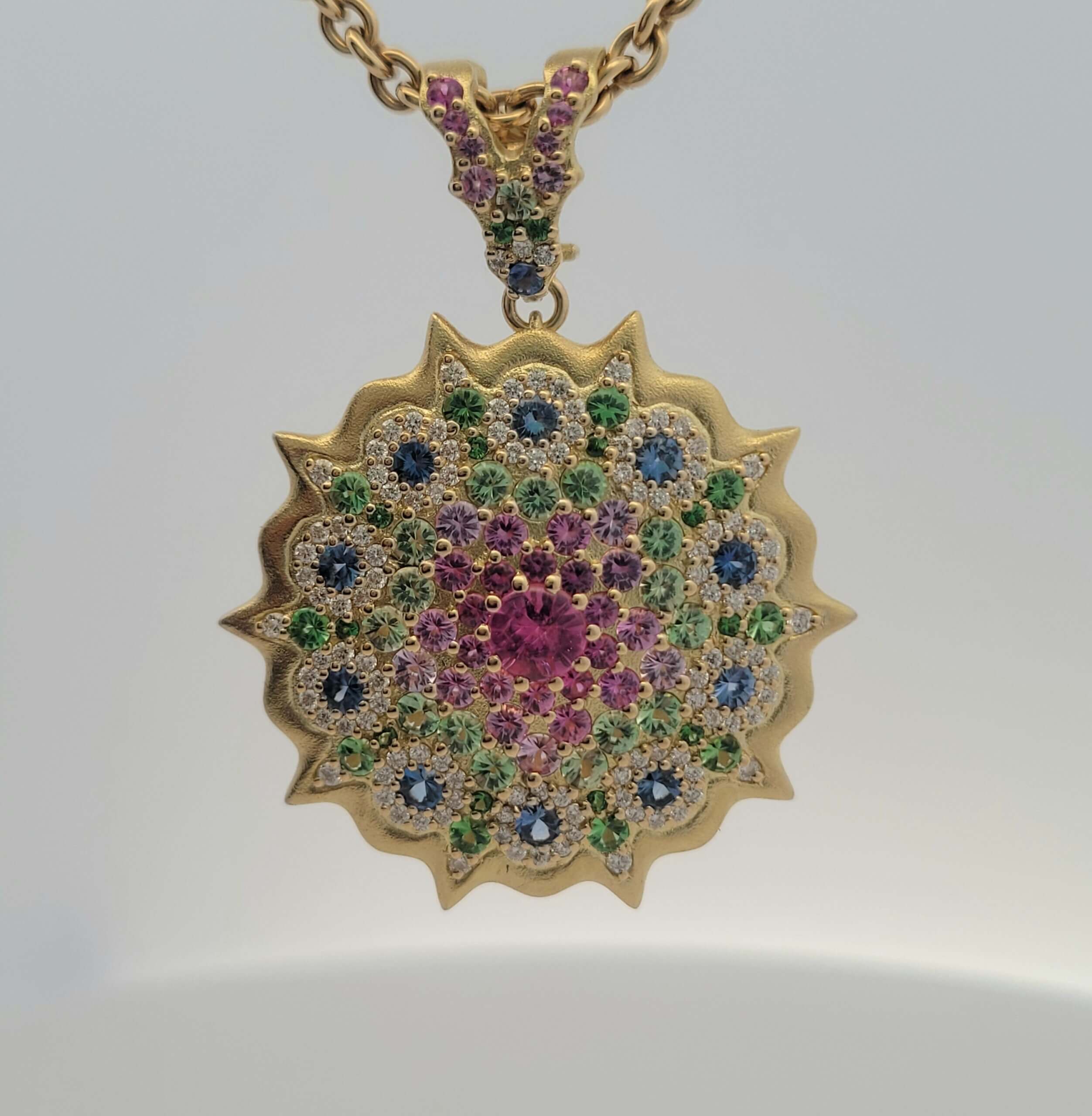 Yellow Gold Diamond Tsavorite Pendant