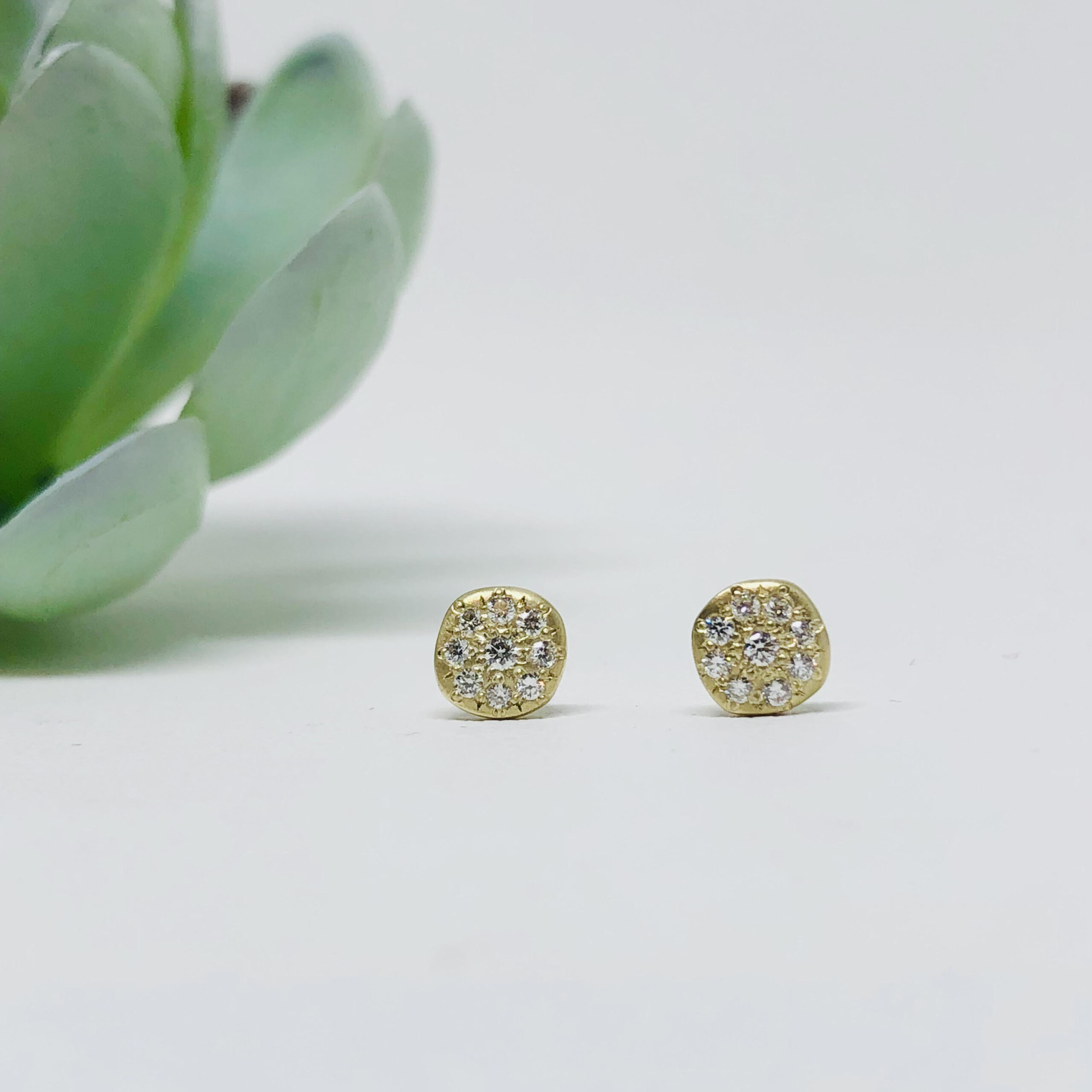 Round Diamond Charm Earrings