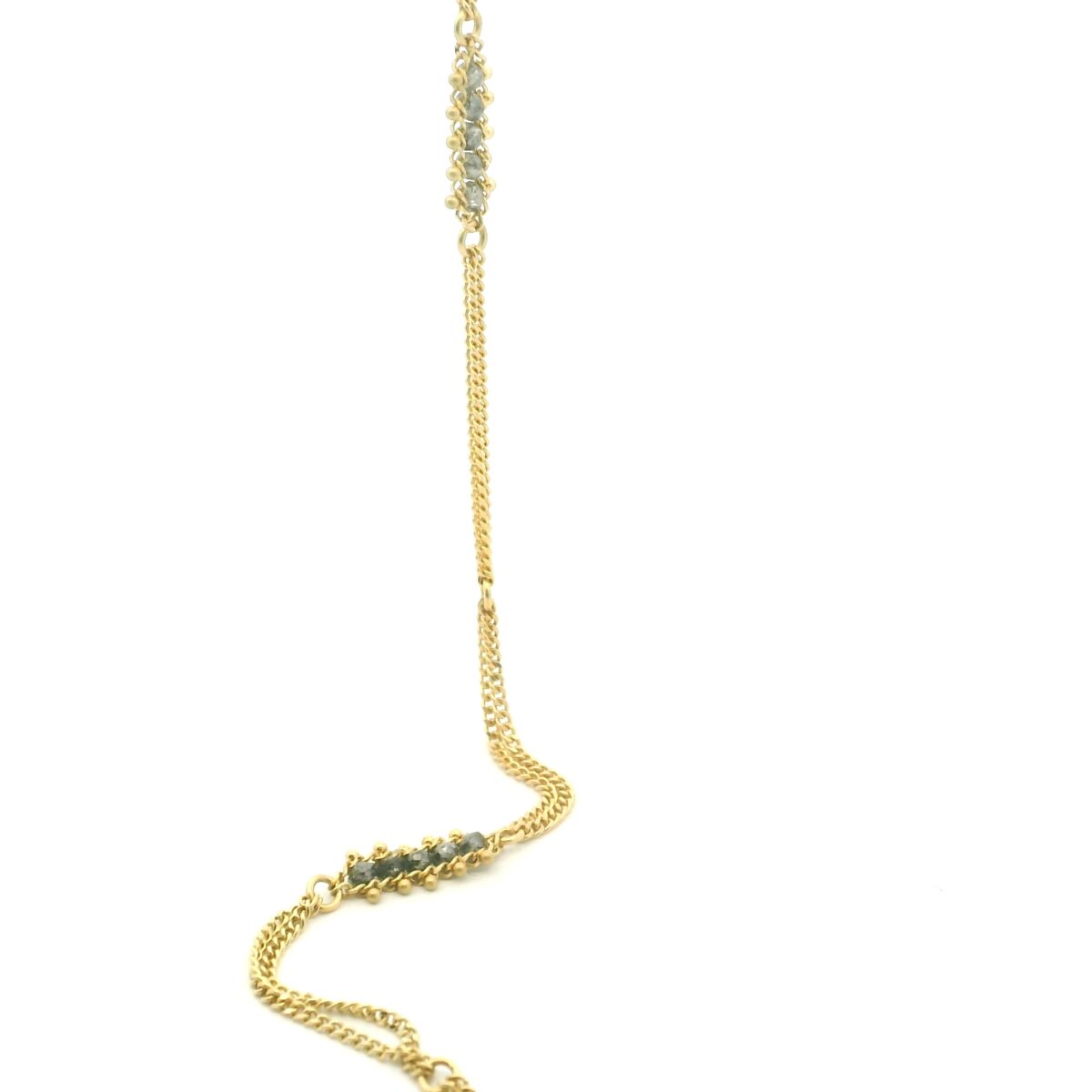 Yellow Gold and Grey Diamond Textile Station Necklace