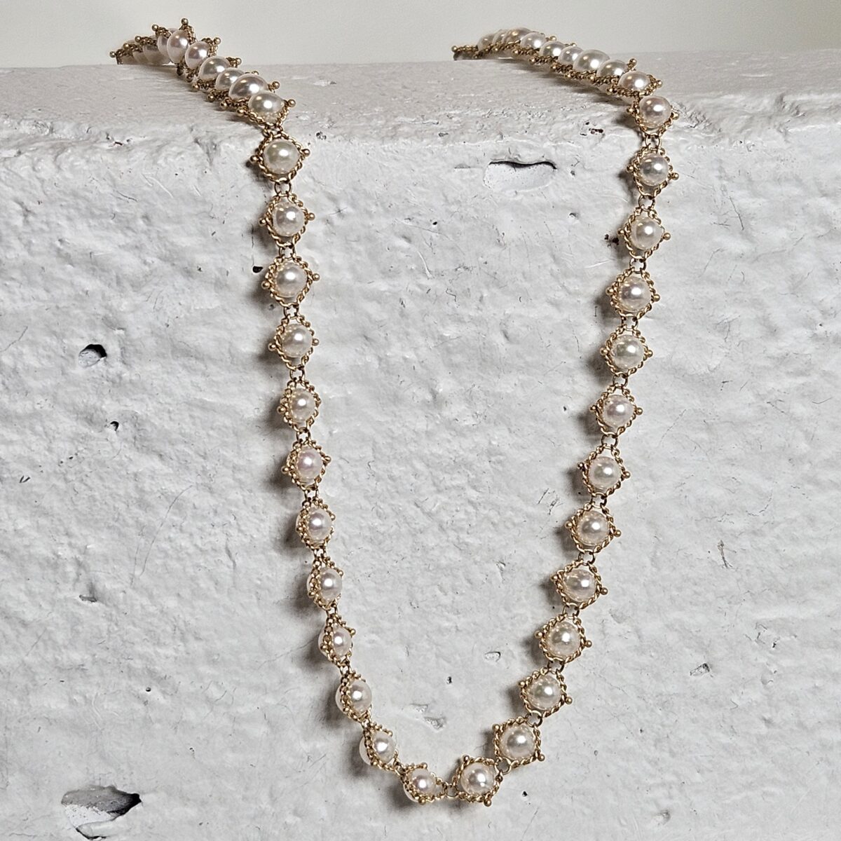 18k Akoya Pearl Textile Necklace