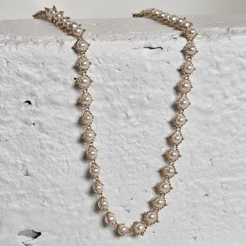 18k Akoya Pearl Textile Necklace