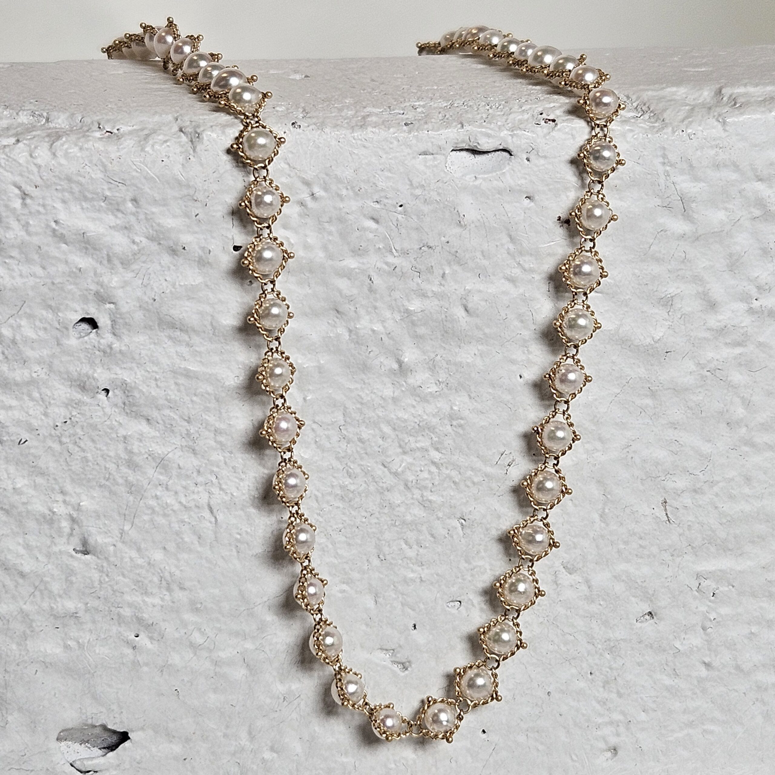 18k Akoya Pearl Textile Necklace