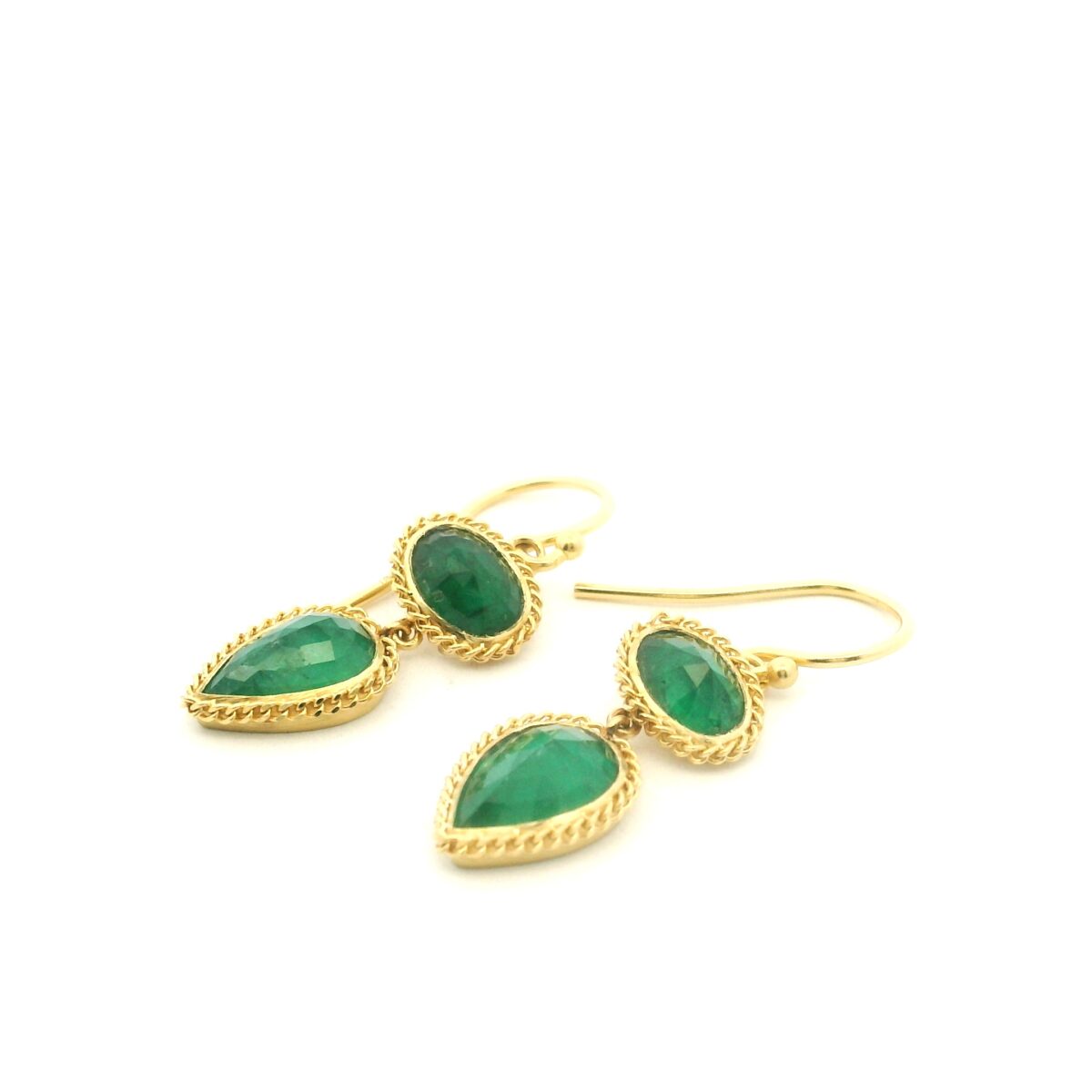 18 Karat Yellow Gold Emerald Drop Earrings