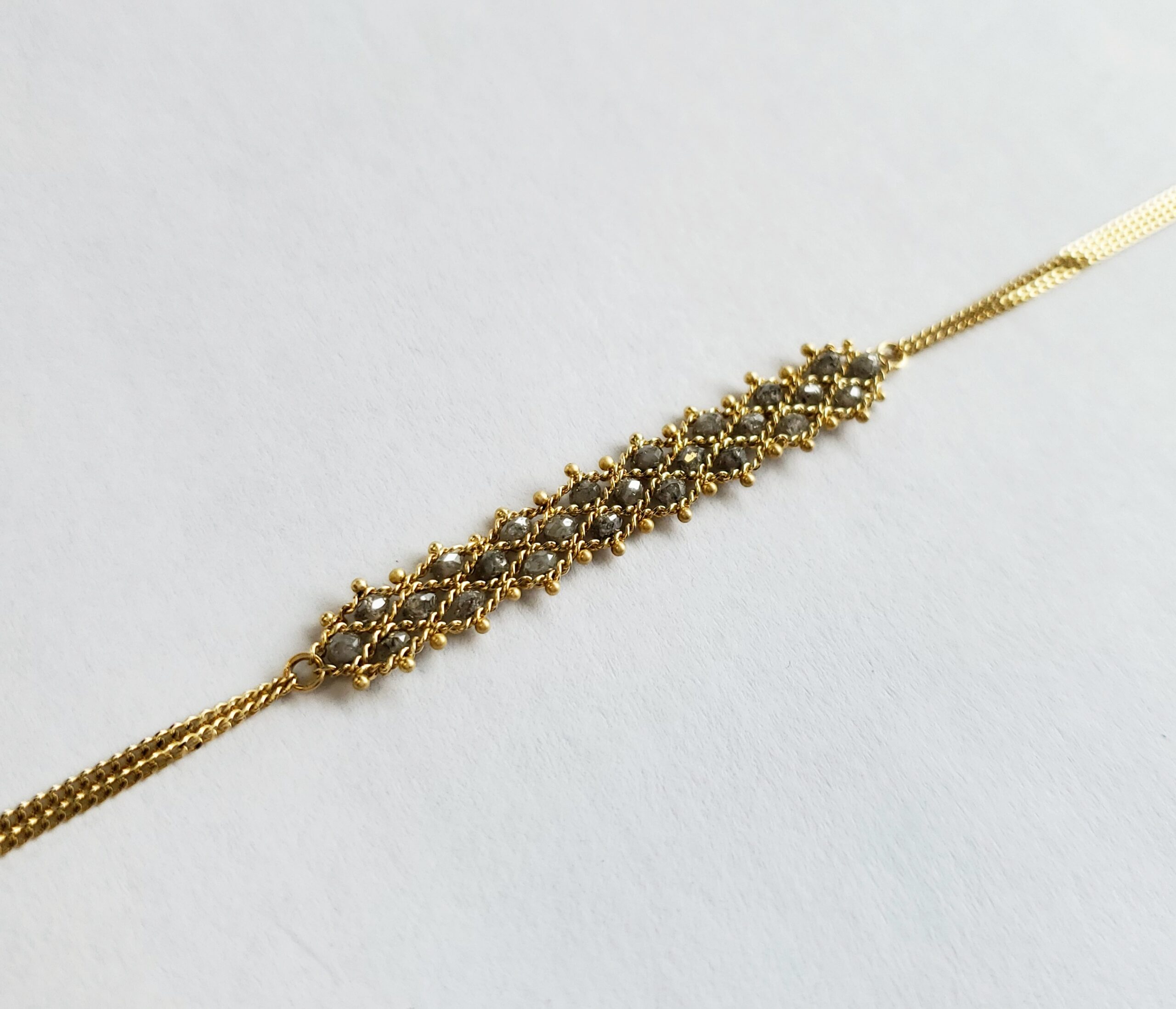 Grey Diamond 3 Row Center Station Bracelet