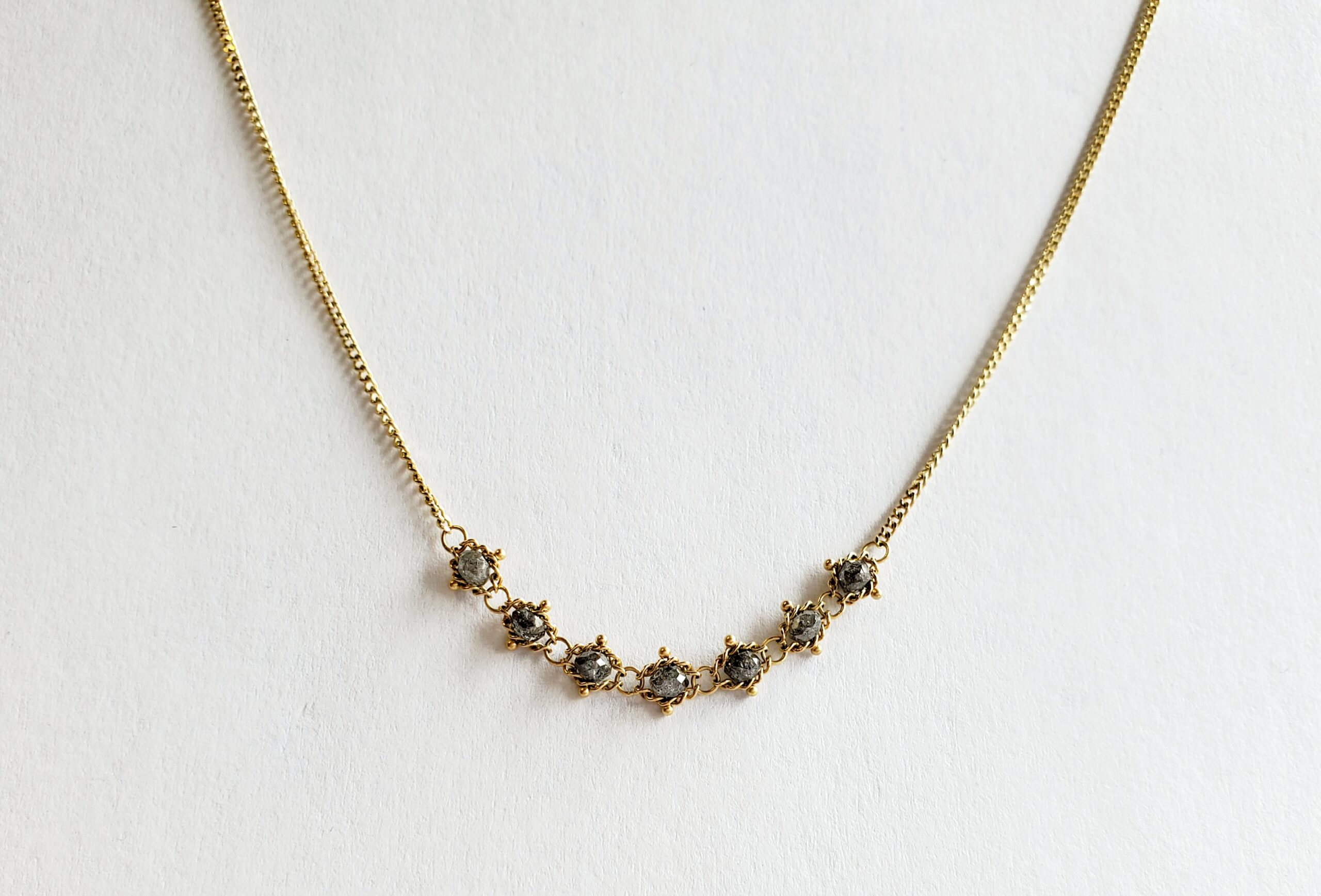 Grey Diamond Center Textile Necklace