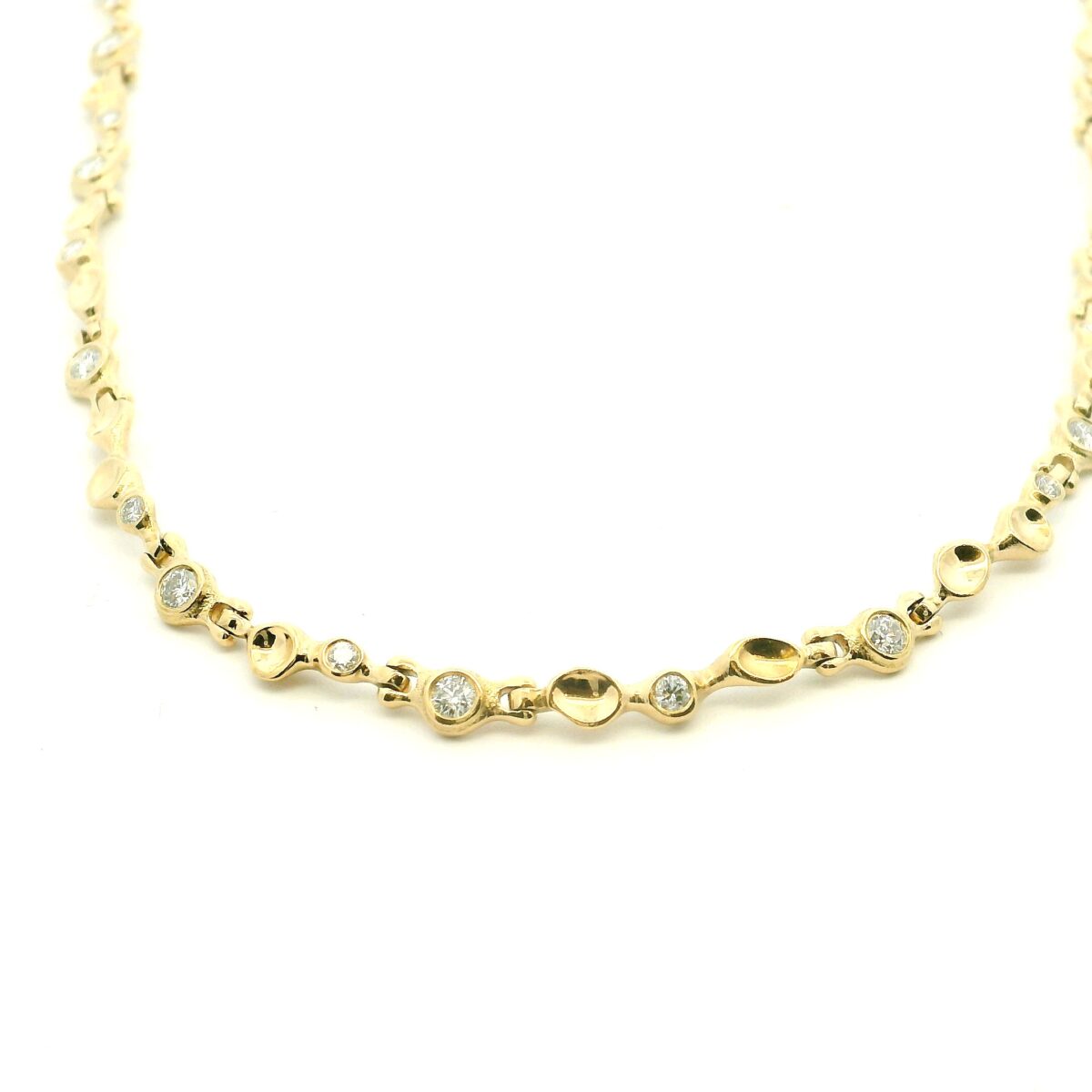 18 Karat Yellow Gold Diamond Hinged Necklace