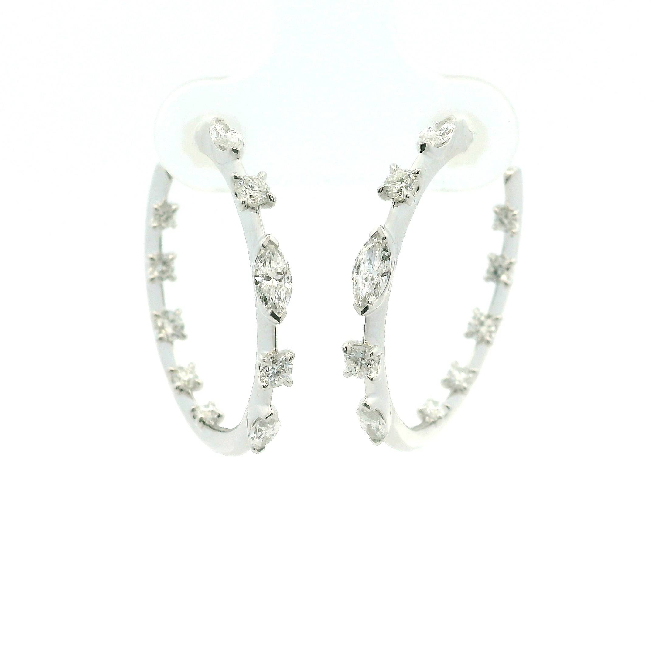 18 Karat White Gold "Starry Night" Hoops