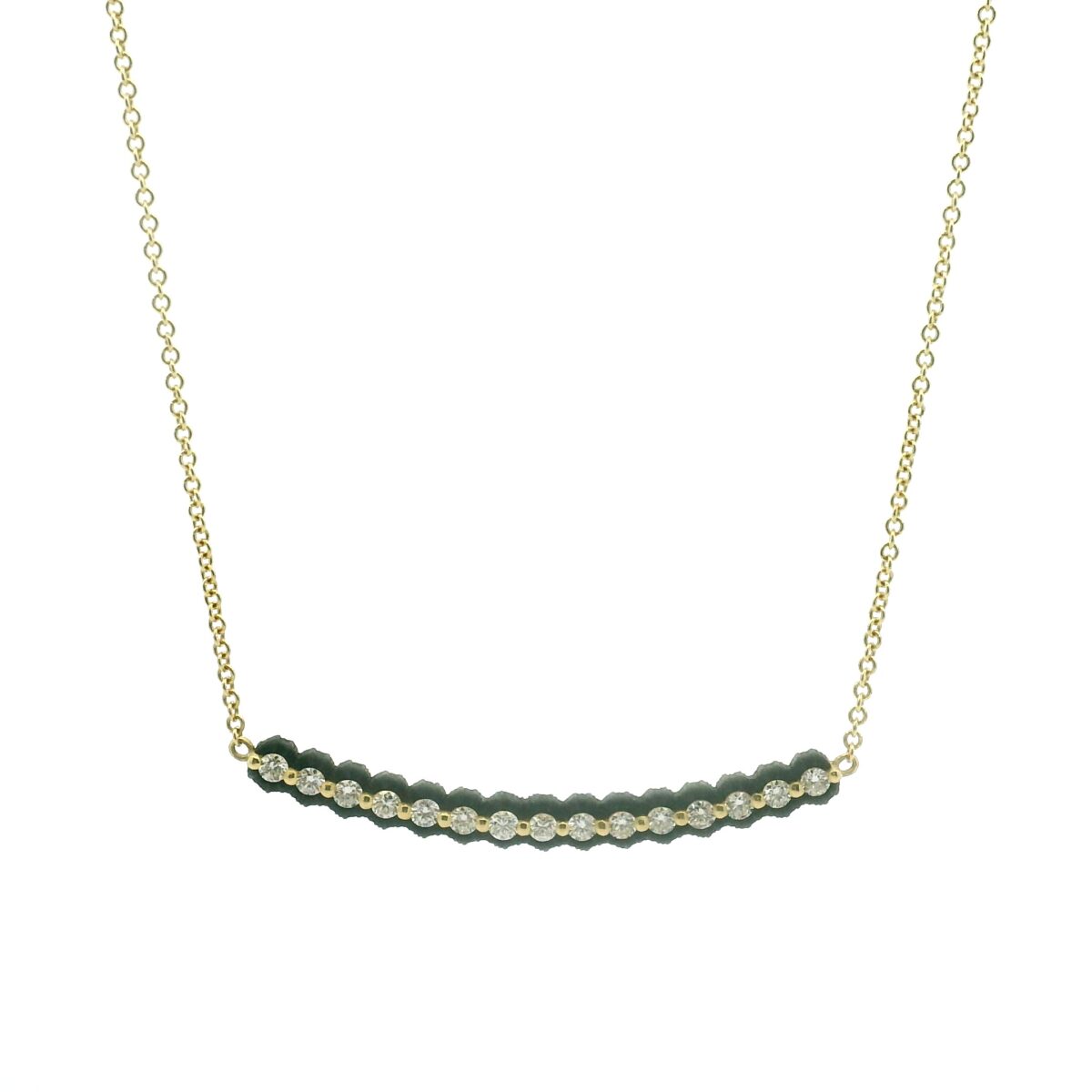 Diamond Scallop Curved Bar Necklace