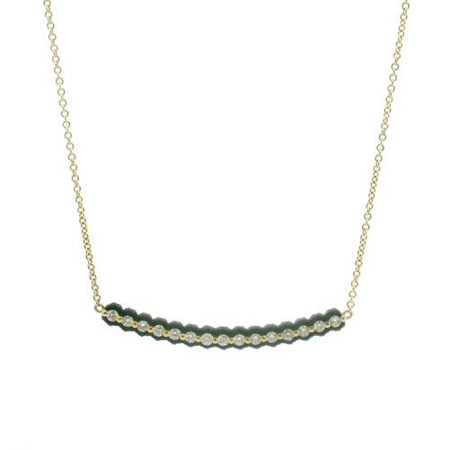 Diamond Scallop Curved Bar Necklace
