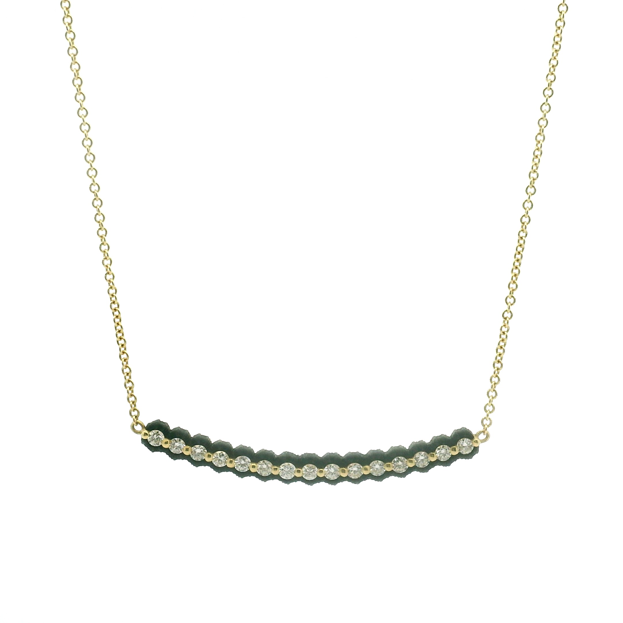 Diamond Scallop Curved Bar Necklace