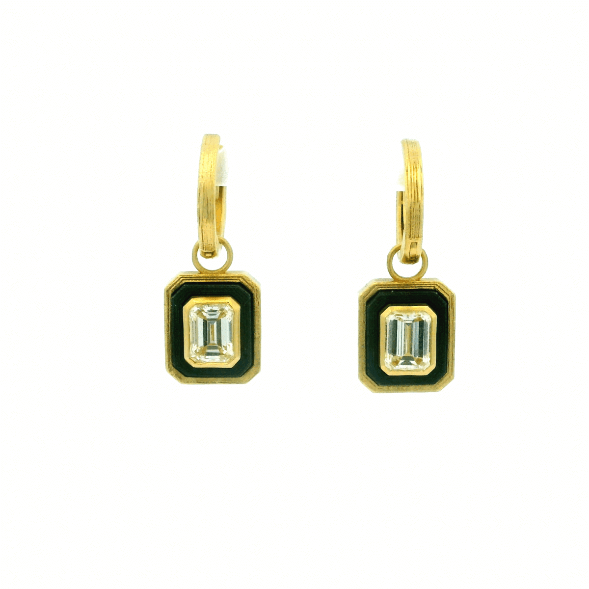 Emerald Cut Diamond and Cobalt Chrome Earrings