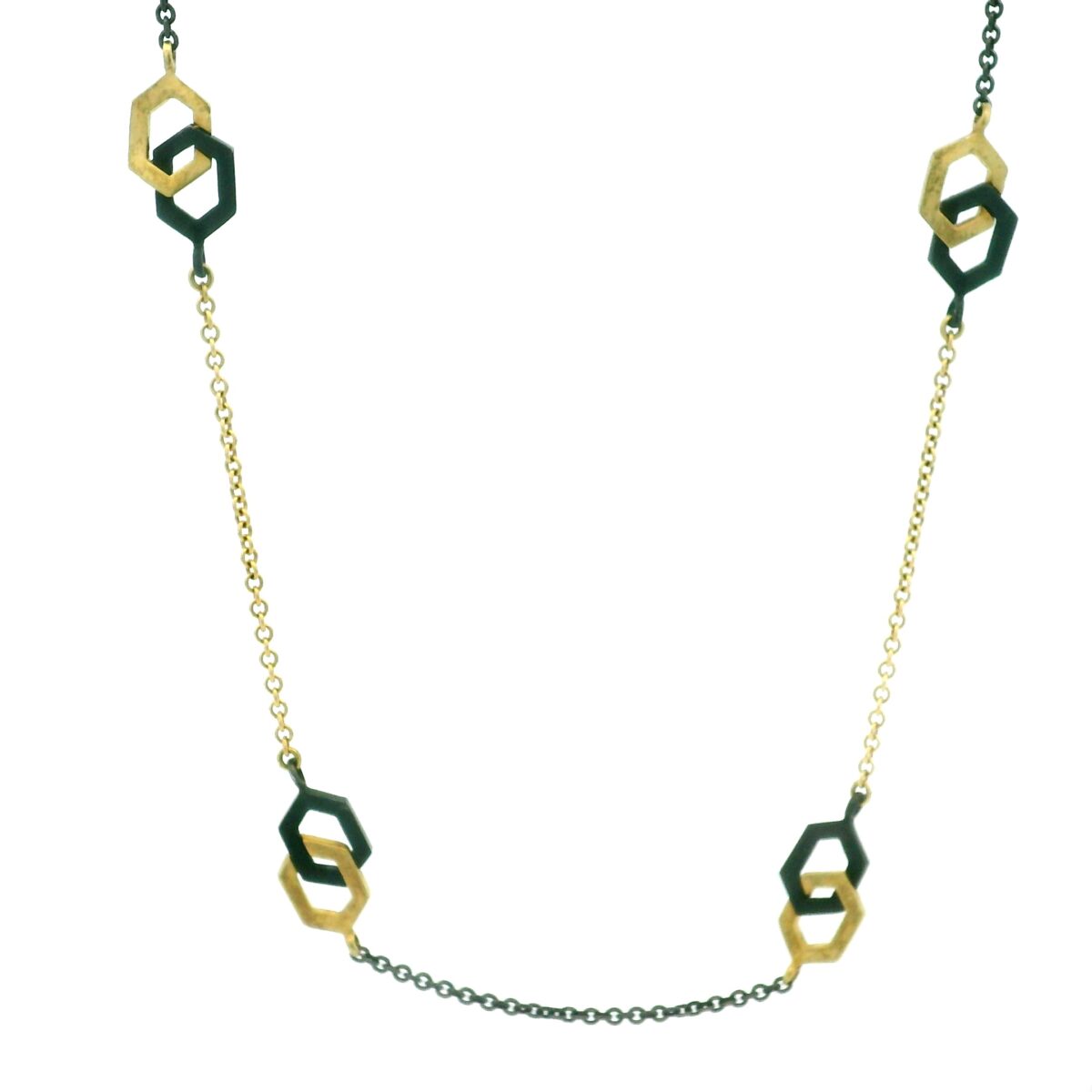 18 karat Yellow Gold and Stainless Steel Necklace