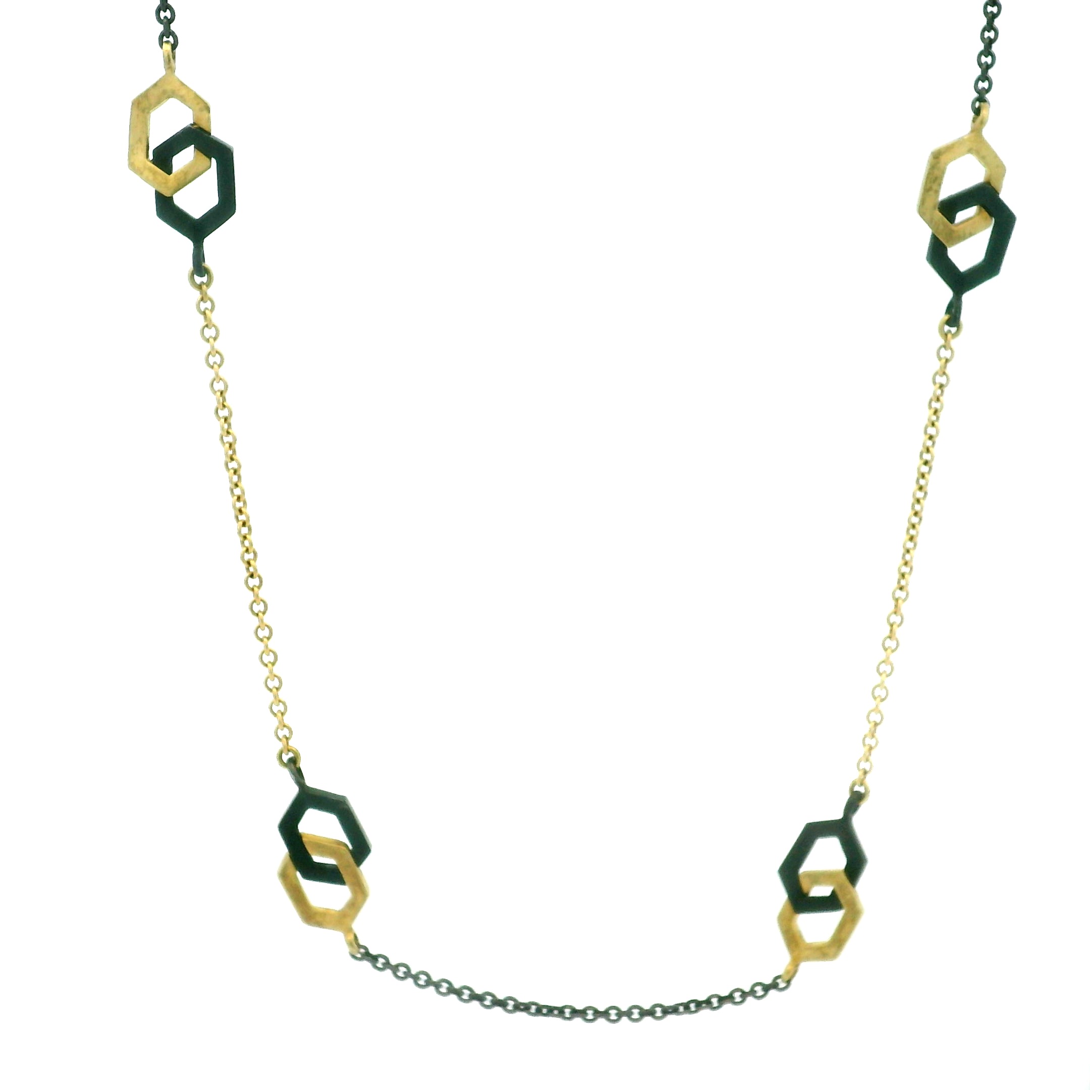 18 karat Yellow Gold and Stainless Steel Necklace