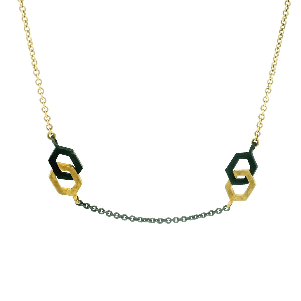 18 karat Yellow Gold and Stainless Steel Necklace