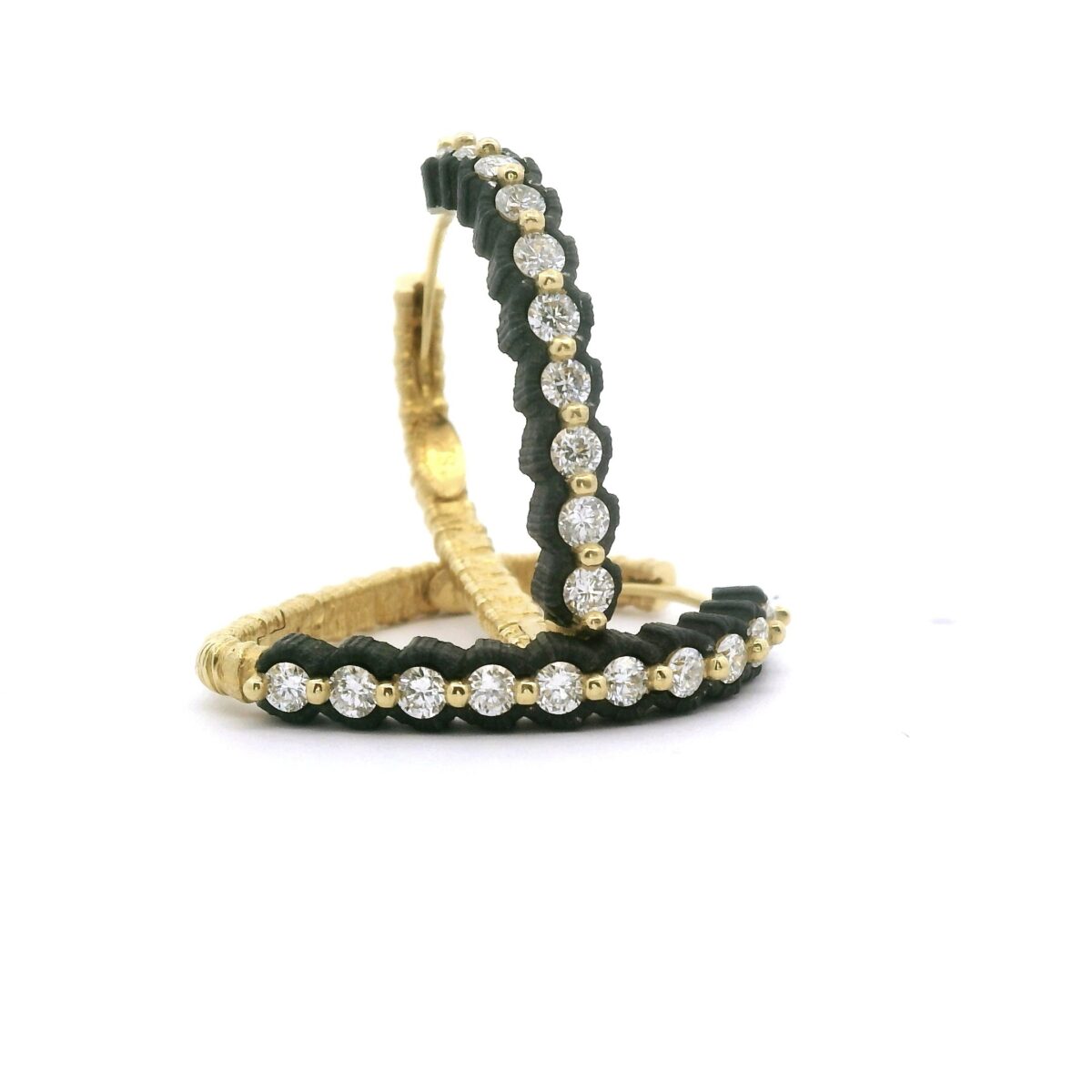 Scallop Pear Hoop Earring with Diamonds