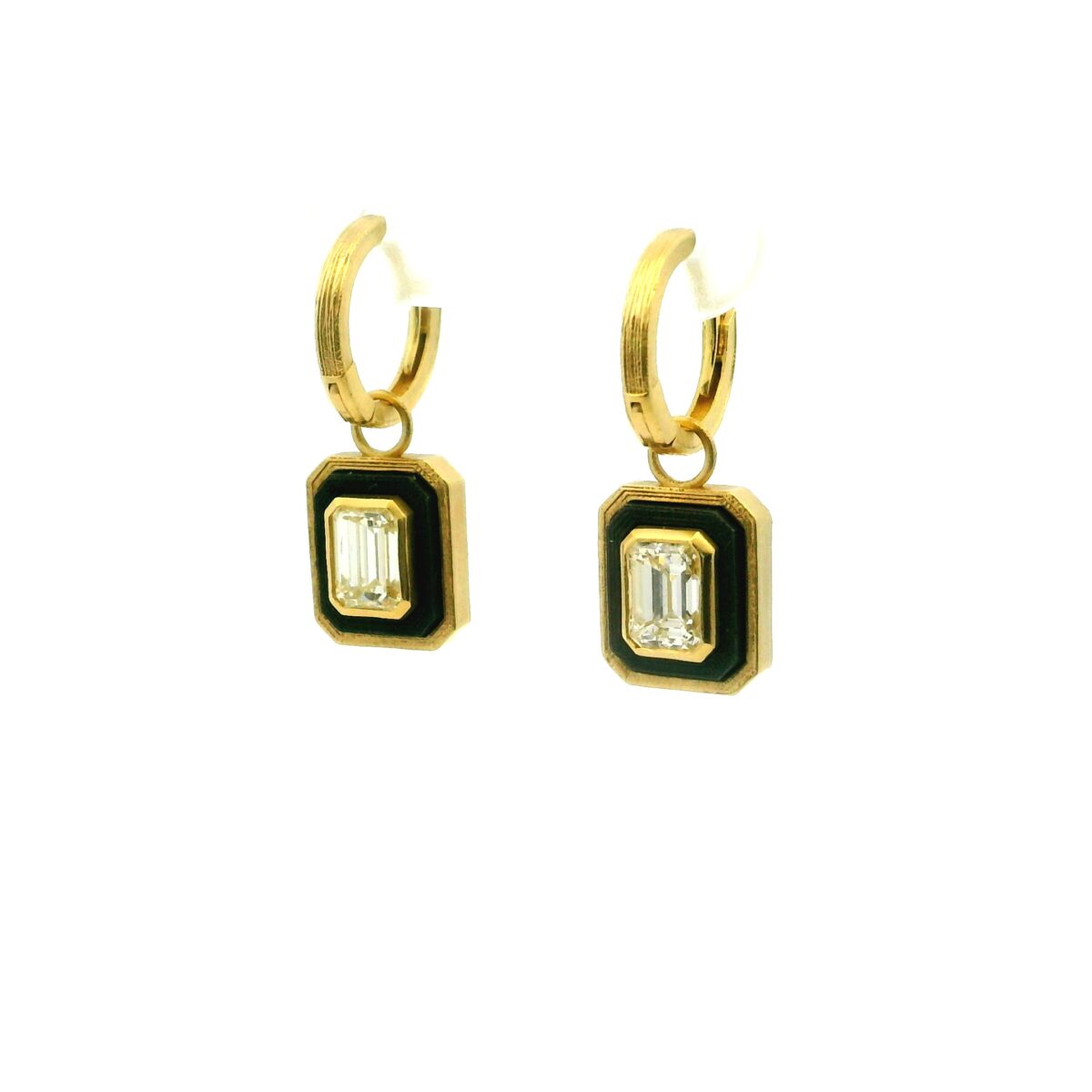 Emerald Cut Diamond and Cobalt Chrome Earrings