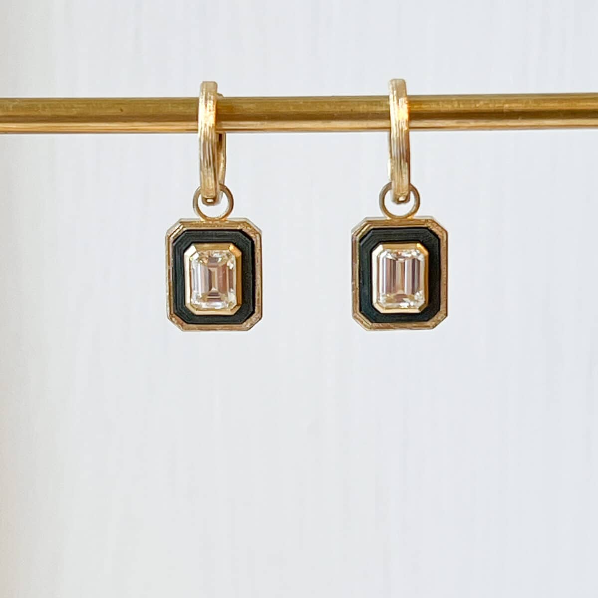 Emerald Cut Diamond and Cobalt Chrome Earrings