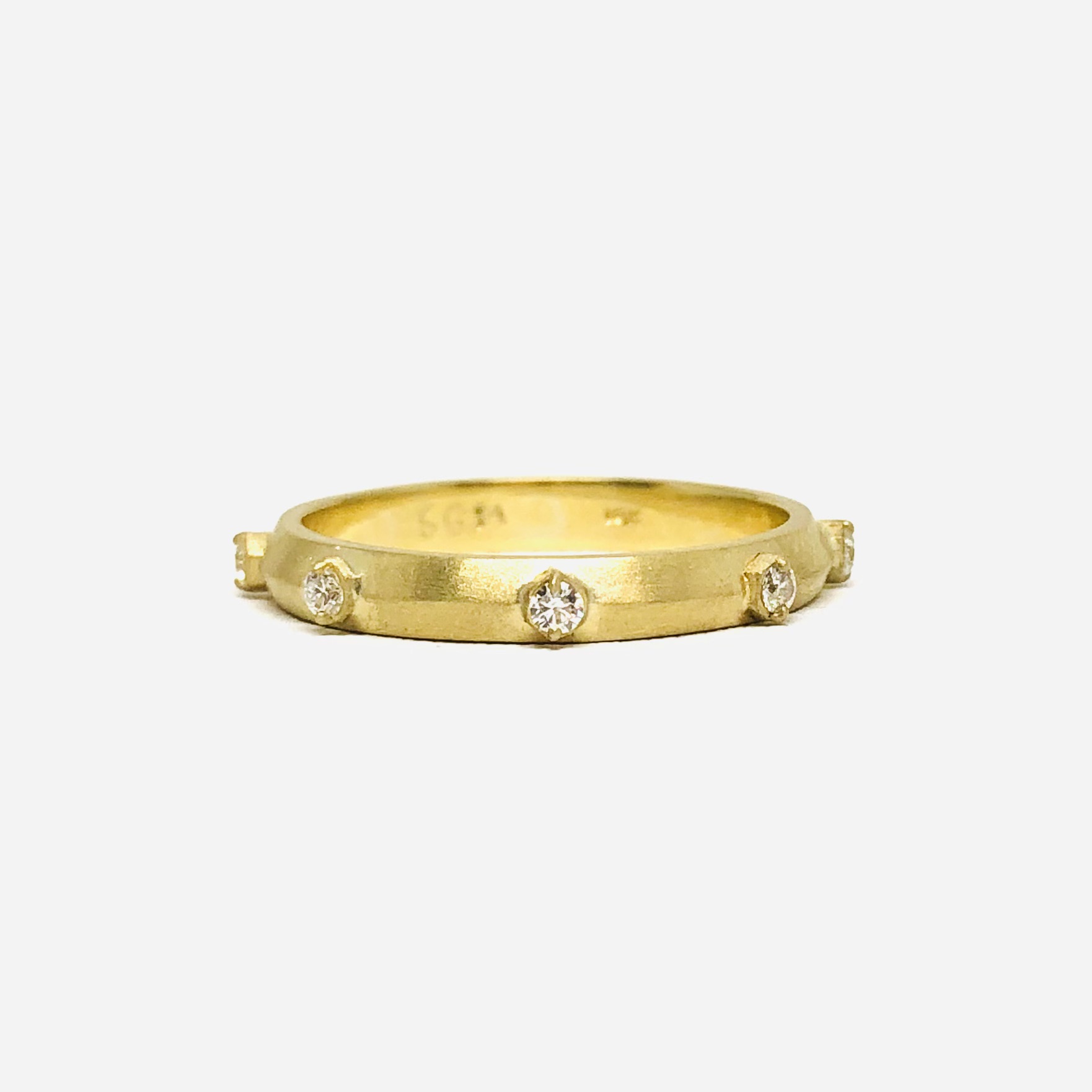 Yellow Gold & Diamond Hex Stacking Ring